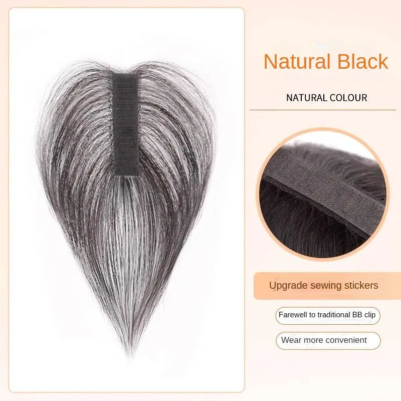 Clip-Free Human Hair Topper with Fringe – Invisible Lace Hair Piece