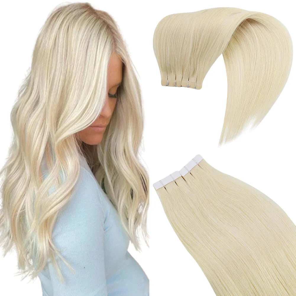 Virgin Tape-In Human Hair Extensions – Straight Remy Hair 2.5g/pc (14–24”)