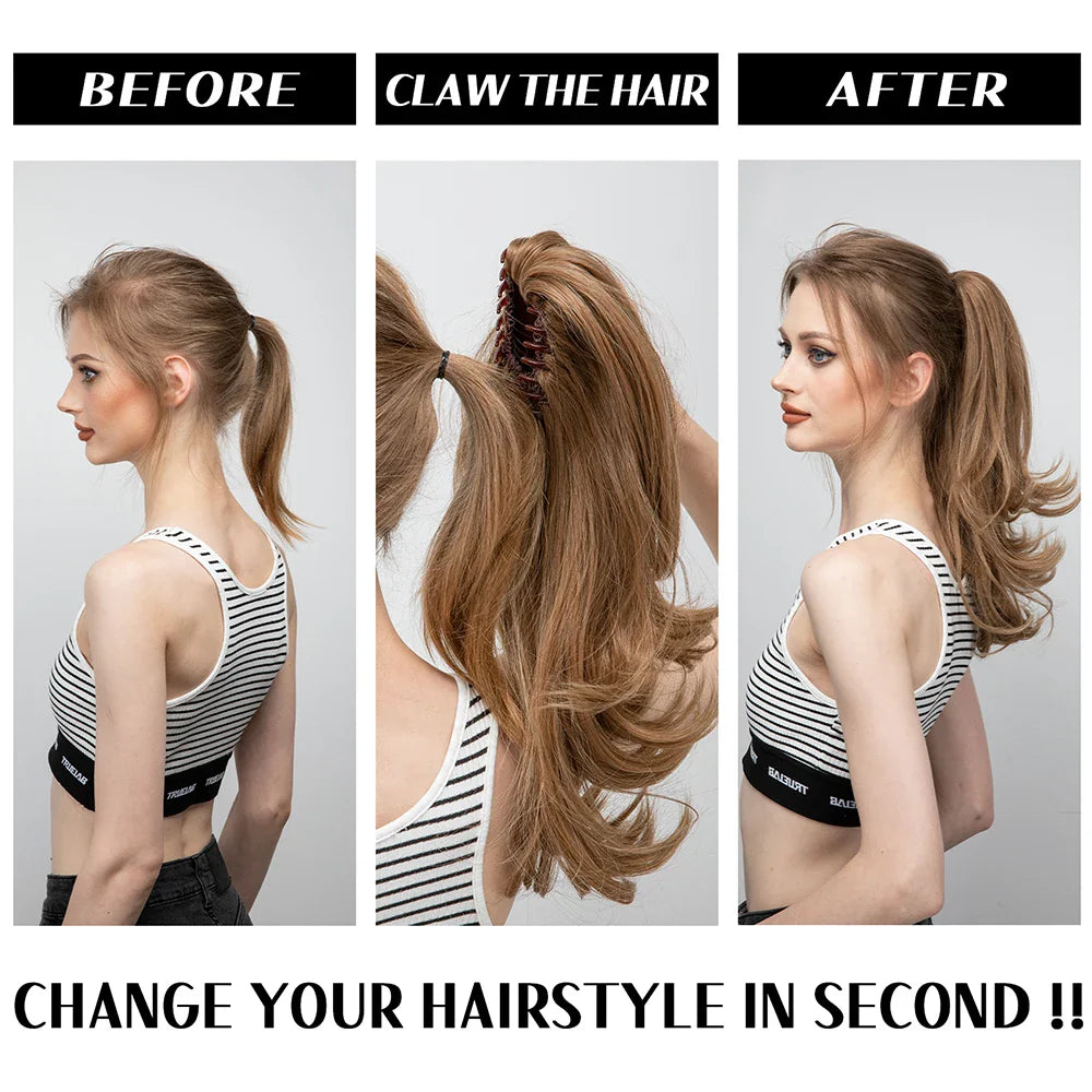 Silkara™  Wavy Claw Clip In Ponytail Hair Extensions 14"