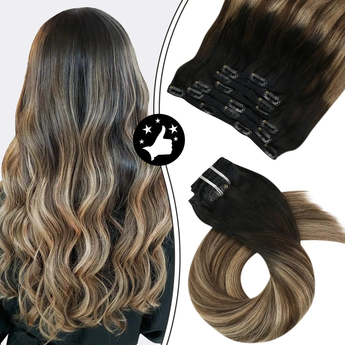 7-Piece Clip-In Human Hair Extensions – 16–24” Straight Remy Hair (105g)