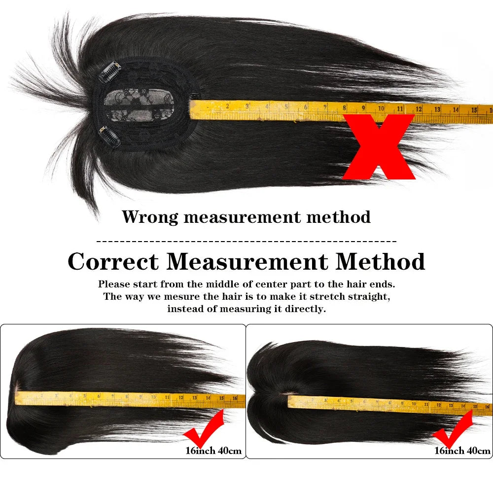 Remy Human Hair Topper for Thinning Hair – Clip-In Crown Volume 25–45 cm