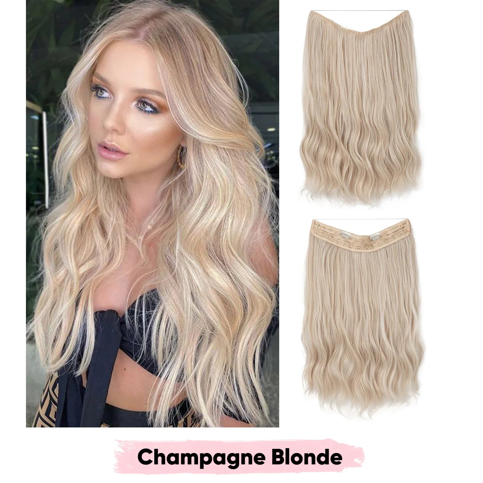 Silkara™ Secret Halo Extensions 16, 20, 24 inches (Wavy-2 Clips)