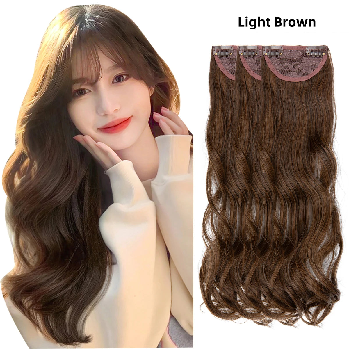3PCS Wavy Clip In Hair Extensions – Thick Synthetic Full Head Hair Extensions for Women