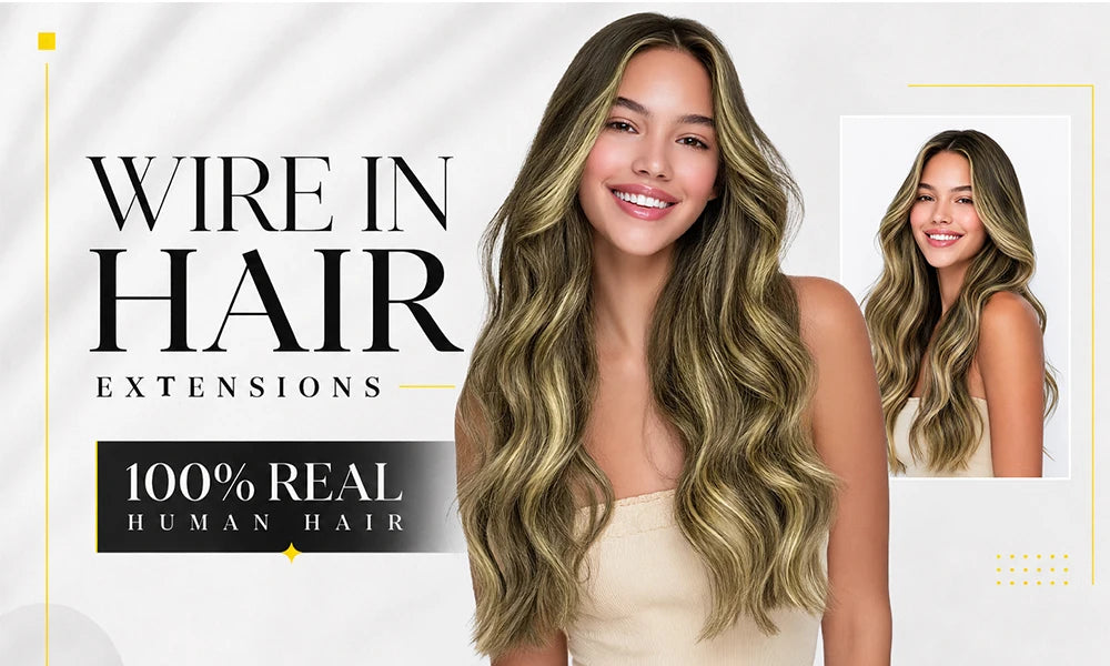 Human Hair Wire Extensions – Invisible Halo Clip-In Straight Remy Hair