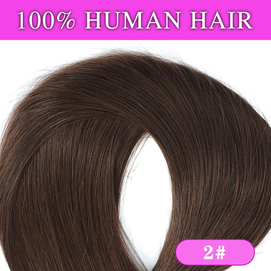 Halo Human Hair Extensions – 14–28 Inch Hidden Wire Remy Hair in Ombre Brown