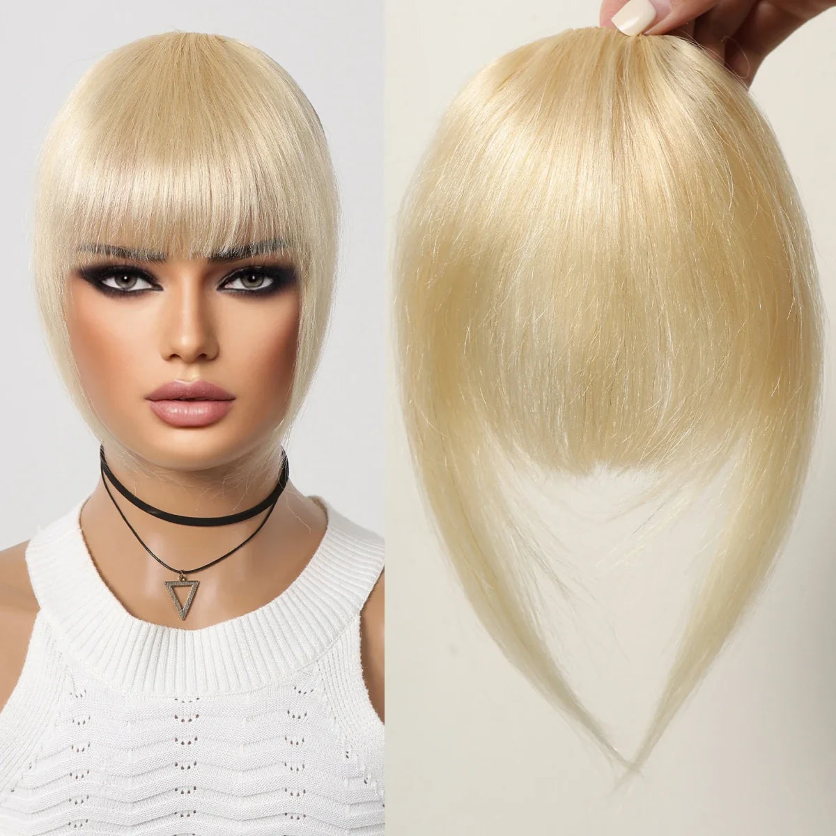 Clip-In Human Hair Bangs with Temples – Natural French Fringe Hairpiece | Silkara™ Hair Extensions