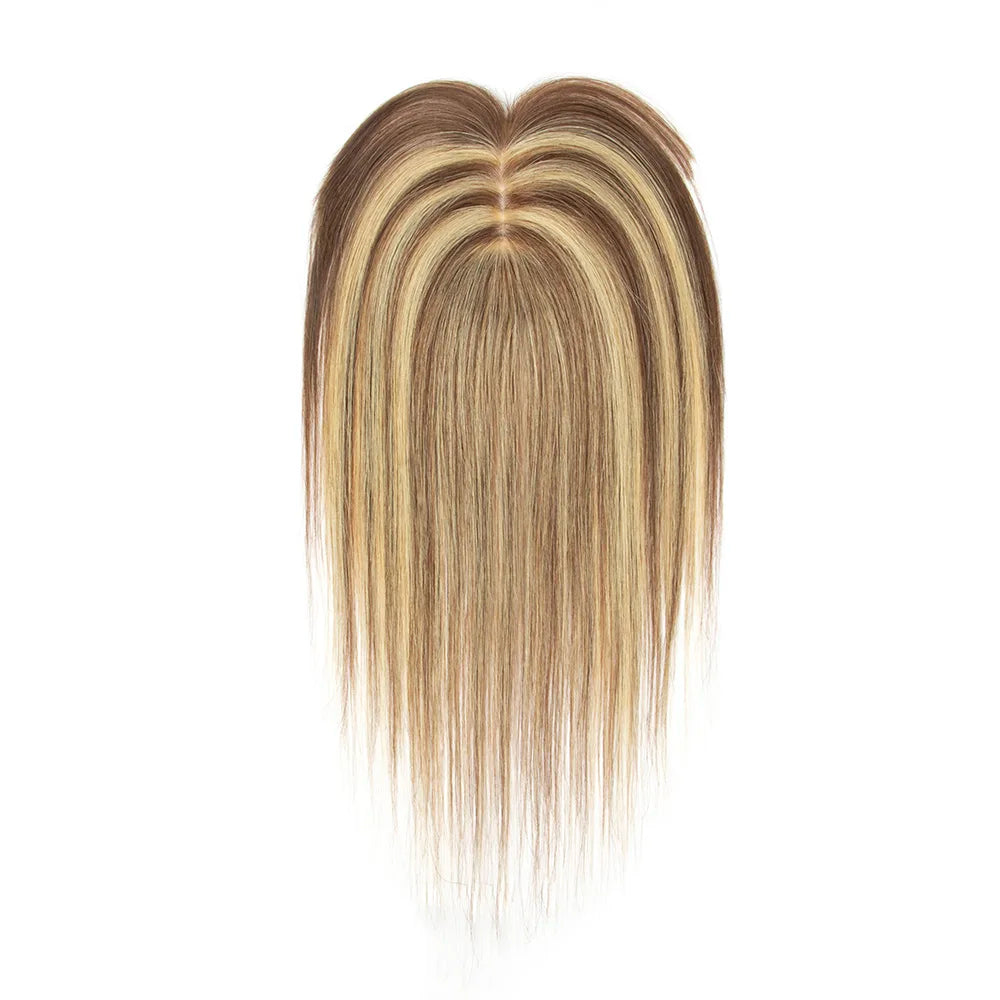 Silk Base 3D Human Hair Topper with 360° Bangs – Real Hair Volume Topper for Thinning Hair