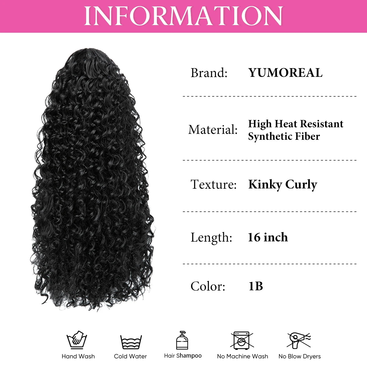 Silkara Afro Kinky Curly Drawstring Ponytail 16 Inch Clip In