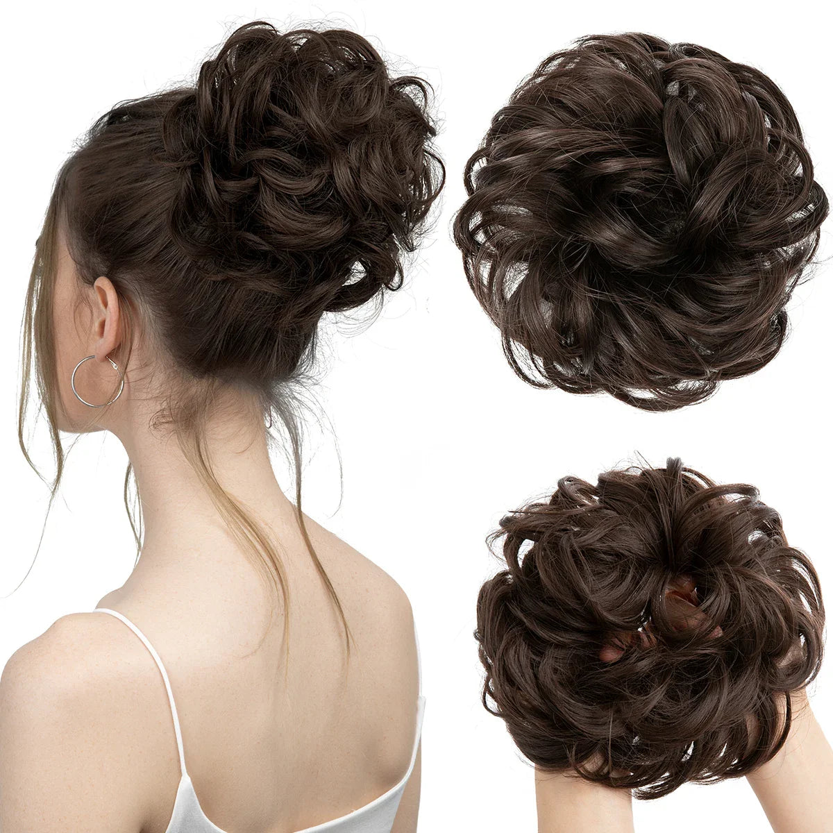 Silkara™  Messy Chignon Premium Big Curly Elastic Hair Scrunchies Bun