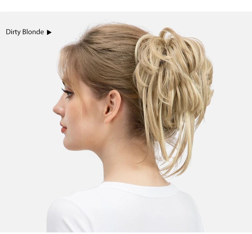 8.5-Inch Synthetic Messy Bun – Detachable Claw Clip & Elastic