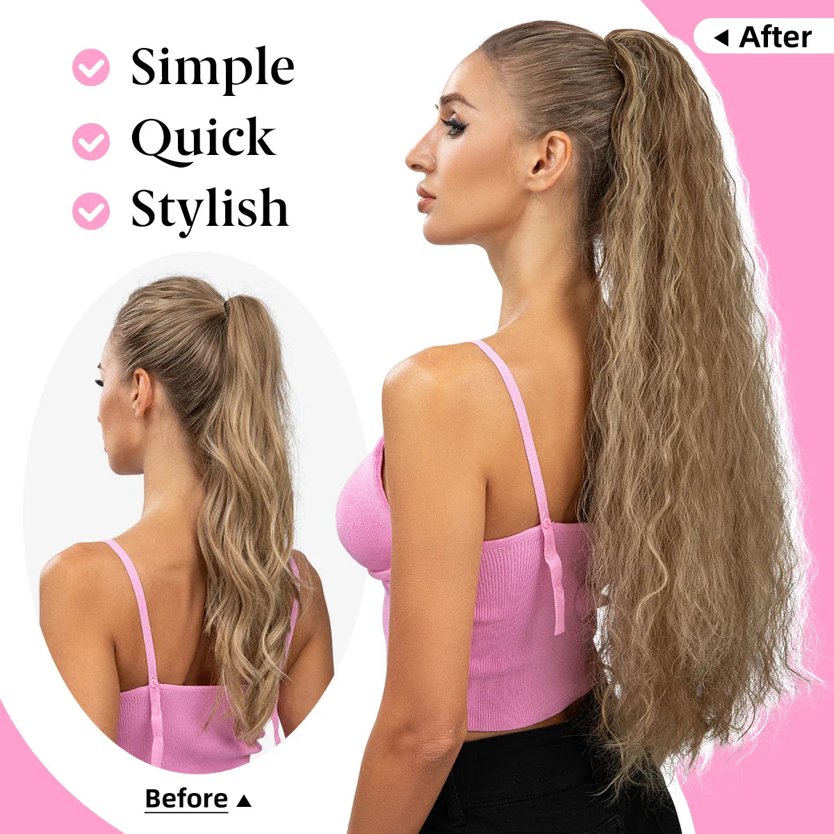 26-Inch Curly Clip-In Ponytail Extension – Voluminous Hairpiece for Instant Glam Look | Silkara™