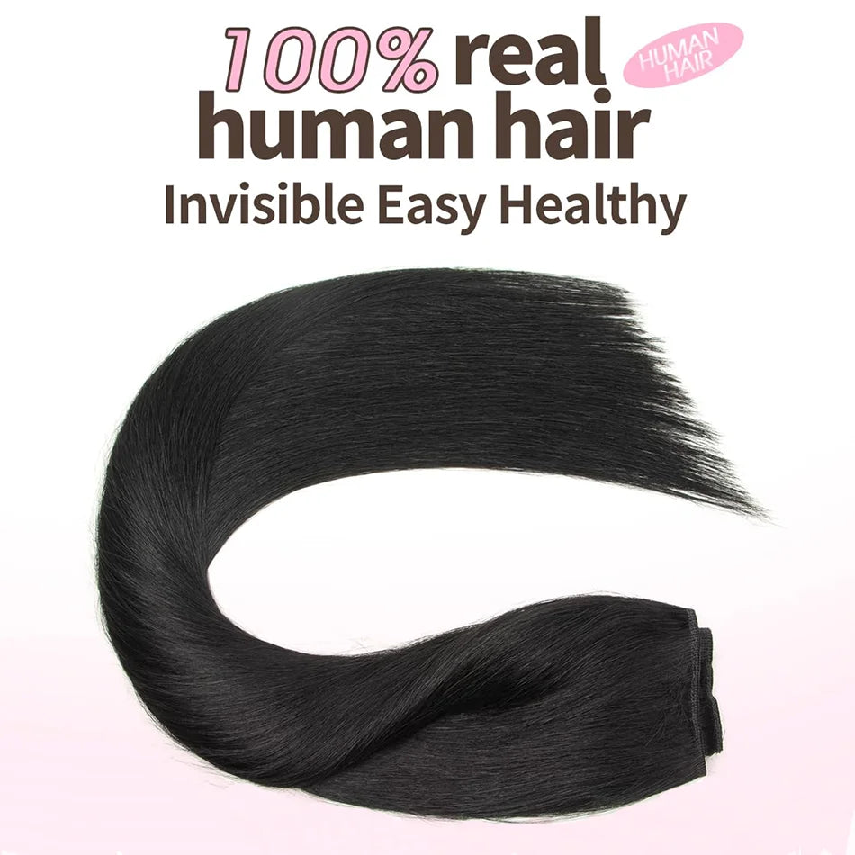 Invisible Wire Halo Human Hair Extensions – Straight Blonde Remy Halo with Clips