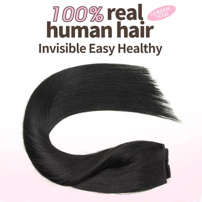 Invisible Wire Halo Human Hair Extensions – Straight Blonde Remy Halo with Clips