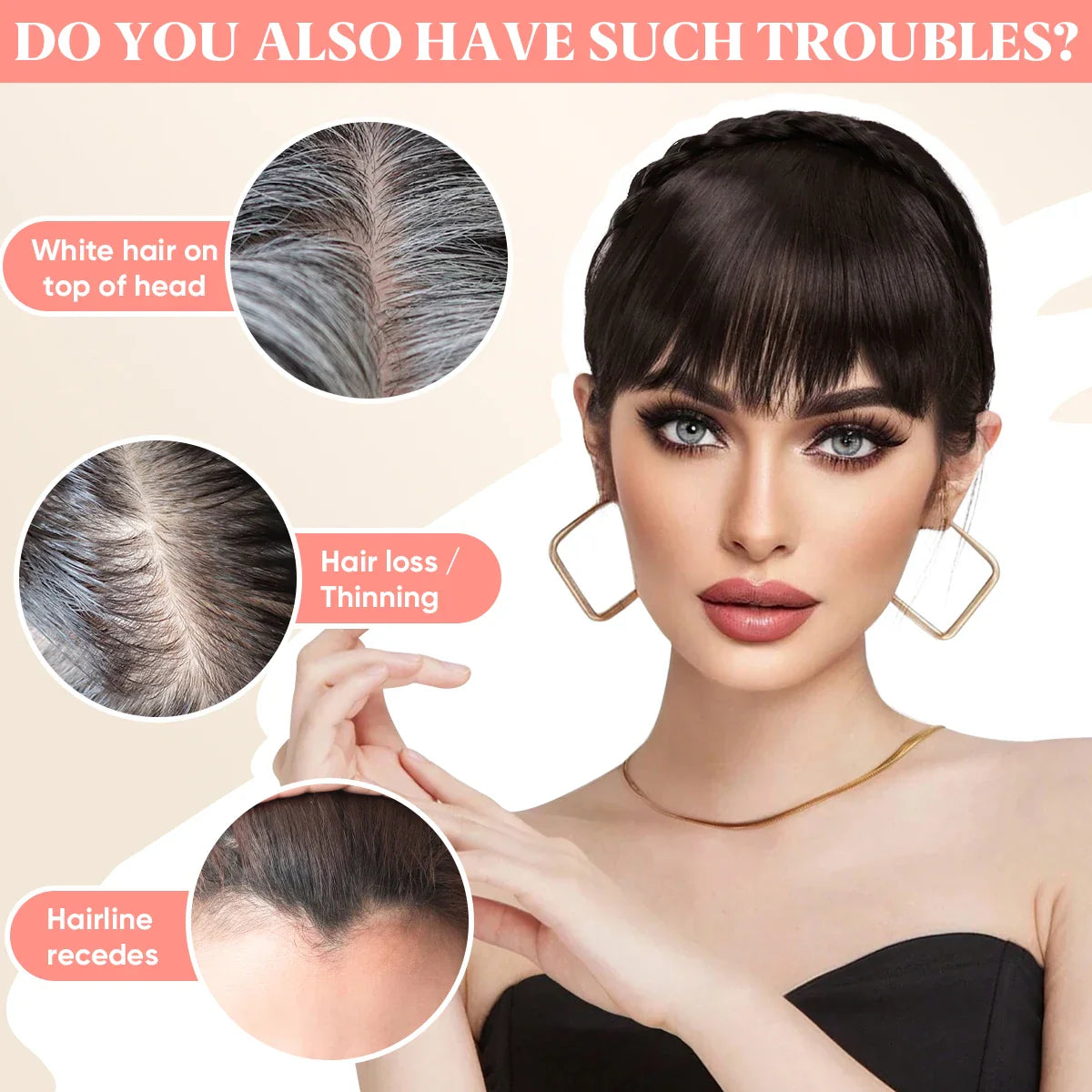 Silkara™ Hair Headband Bangs Extension Blunt Fringe