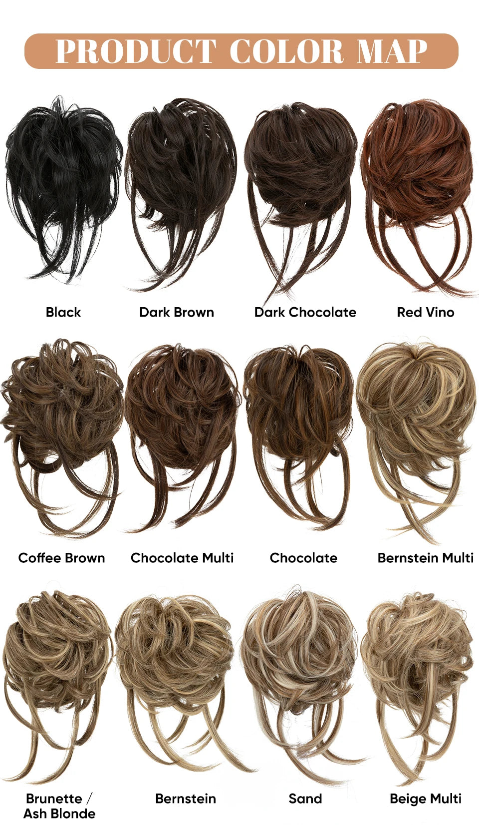 8.5-Inch Synthetic Messy Bun – Detachable Claw Clip & Elastic