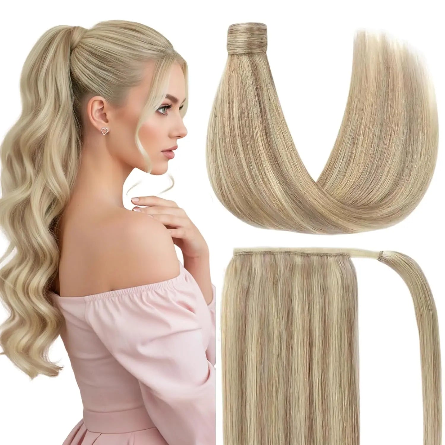 Human Hair Ponytail Extension – Straight Remy Wrap-Around Clip-In Ponytail 80g