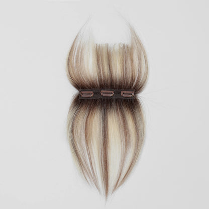 Ombre Bleach Blonde Clip-In Human Hair Bangs – 5” 3D Wispy Hairpiece for Women