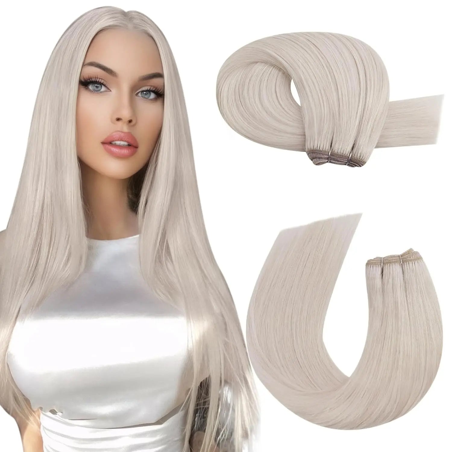 Machine Weft Human Hair Extensions – Straight Remy Hair Weaving Bundles 100g
