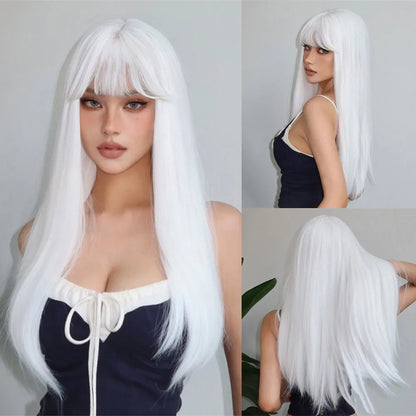 Black Long Straight Wig for Women – Heat Resistant Synthetic Daily & Cosplay Wig