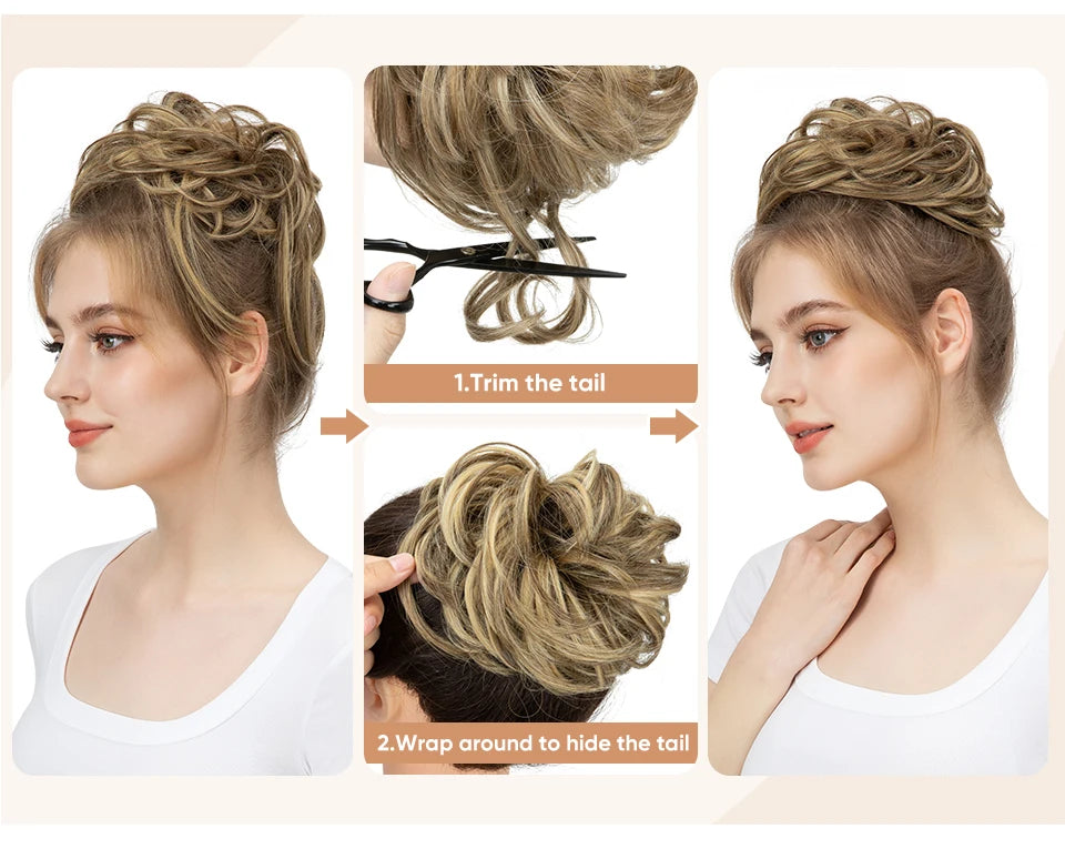 8.5-Inch Synthetic Messy Bun – Detachable Claw Clip & Elastic