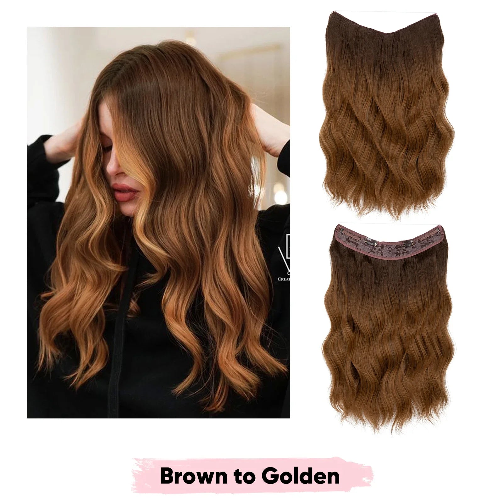 Silkara™ Secret Halo Extensions 16, 20, 24 inches (Wavy-2 Clips)