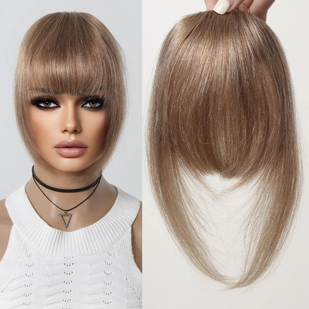 Clip-In Human Hair Bangs with Temples – Natural French Fringe Hairpiece | Silkara™ Hair Extensions