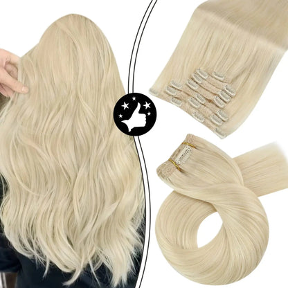 7-Piece Clip-In Human Hair Extensions – 16–24” Straight Remy Hair (105g)