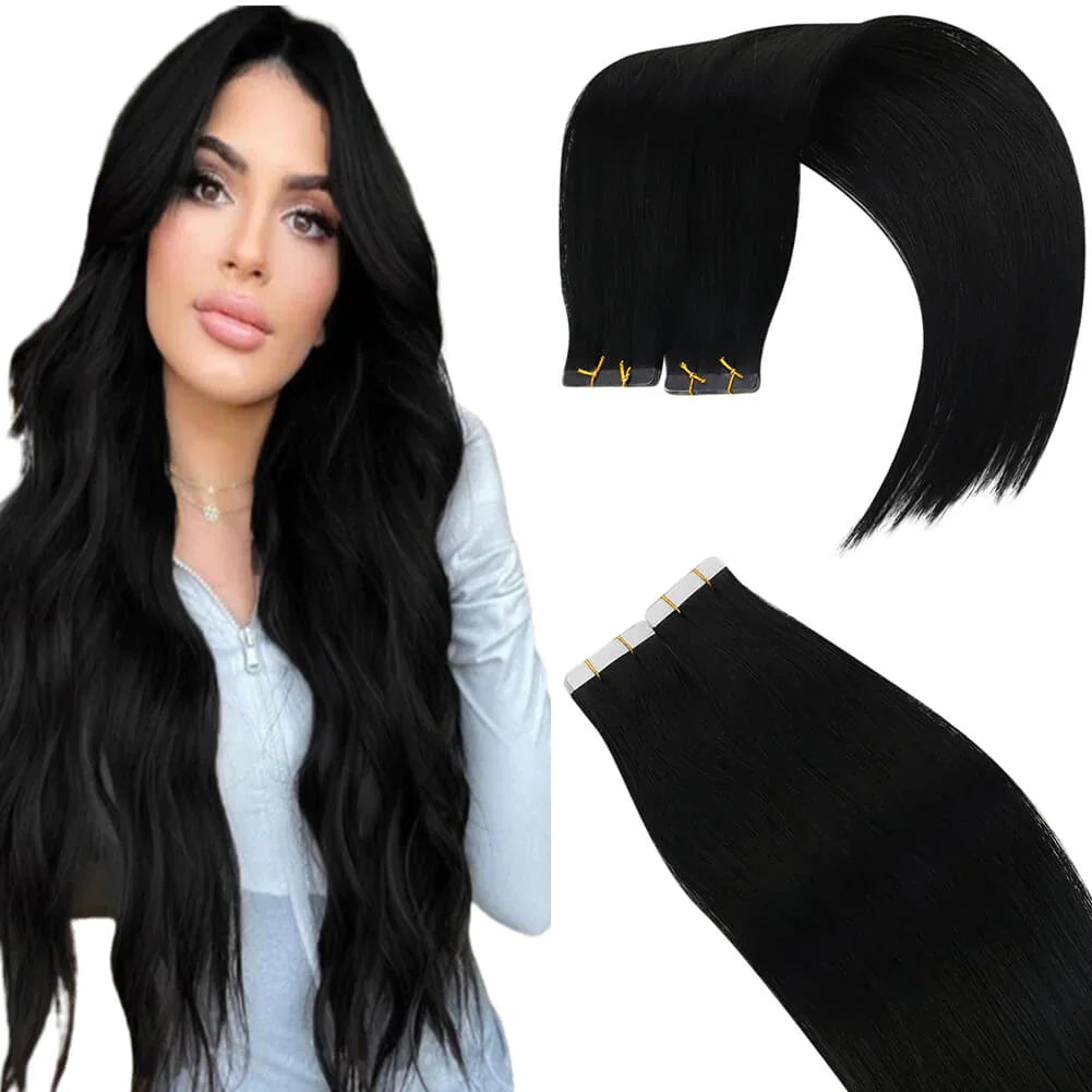 Virgin Tape-In Human Hair Extensions – Straight Remy Hair 2.5g/pc (14–24”)