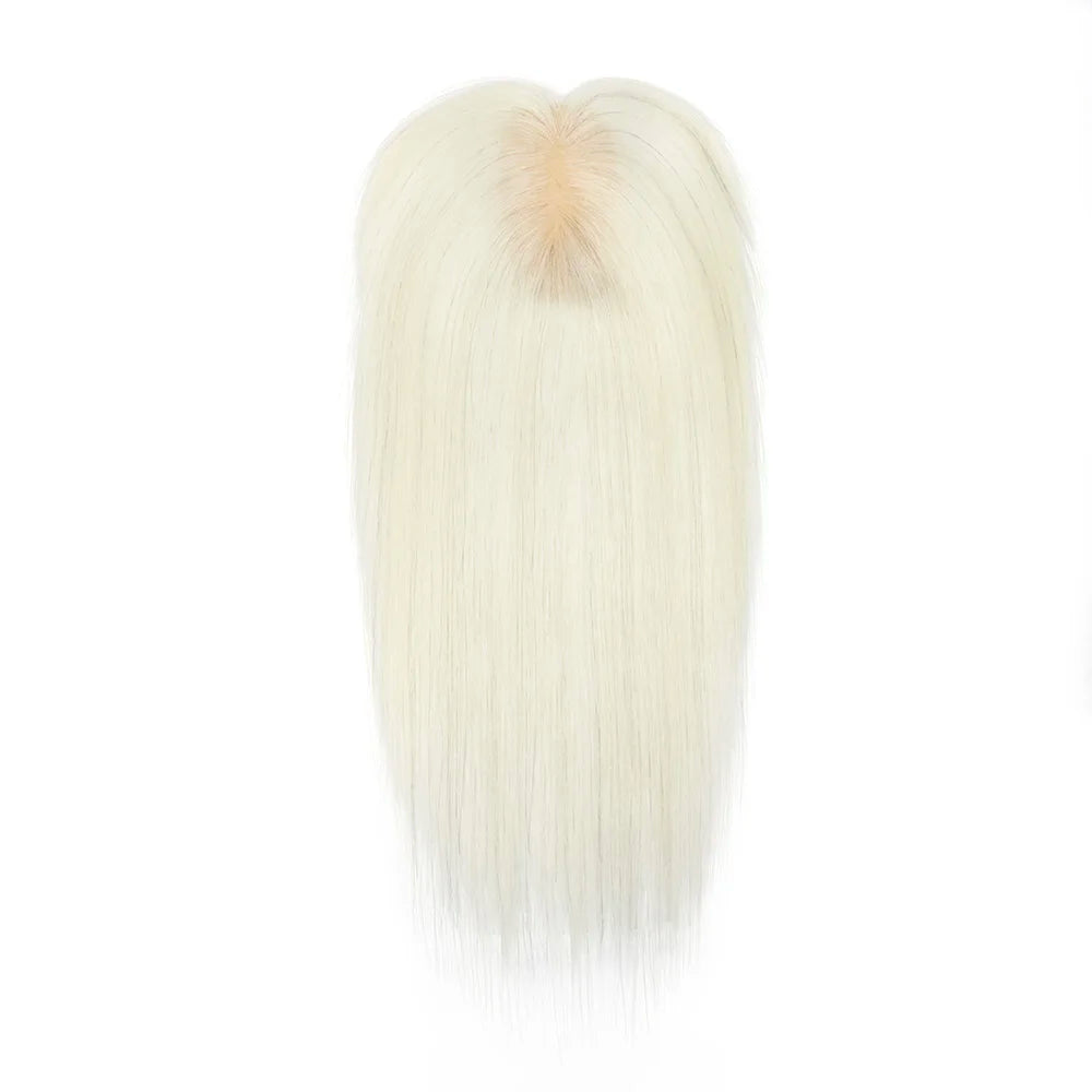 Silk Base 3D Human Hair Topper with 360° Bangs – Real Hair Volume Topper for Thinning Hair