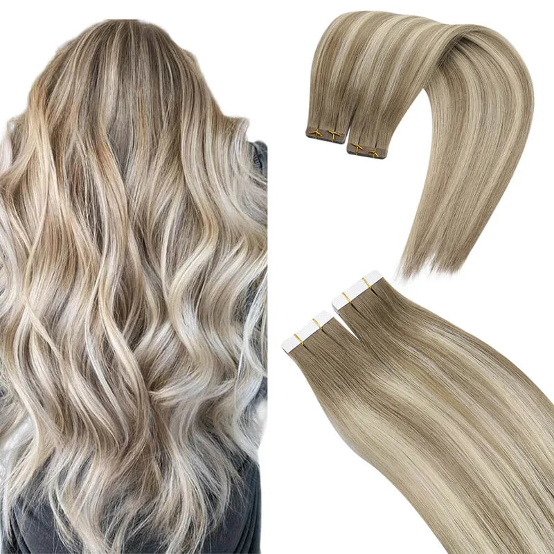 Virgin Tape-In Human Hair Extensions – Straight Remy Hair 2.5g/pc (14–24”)