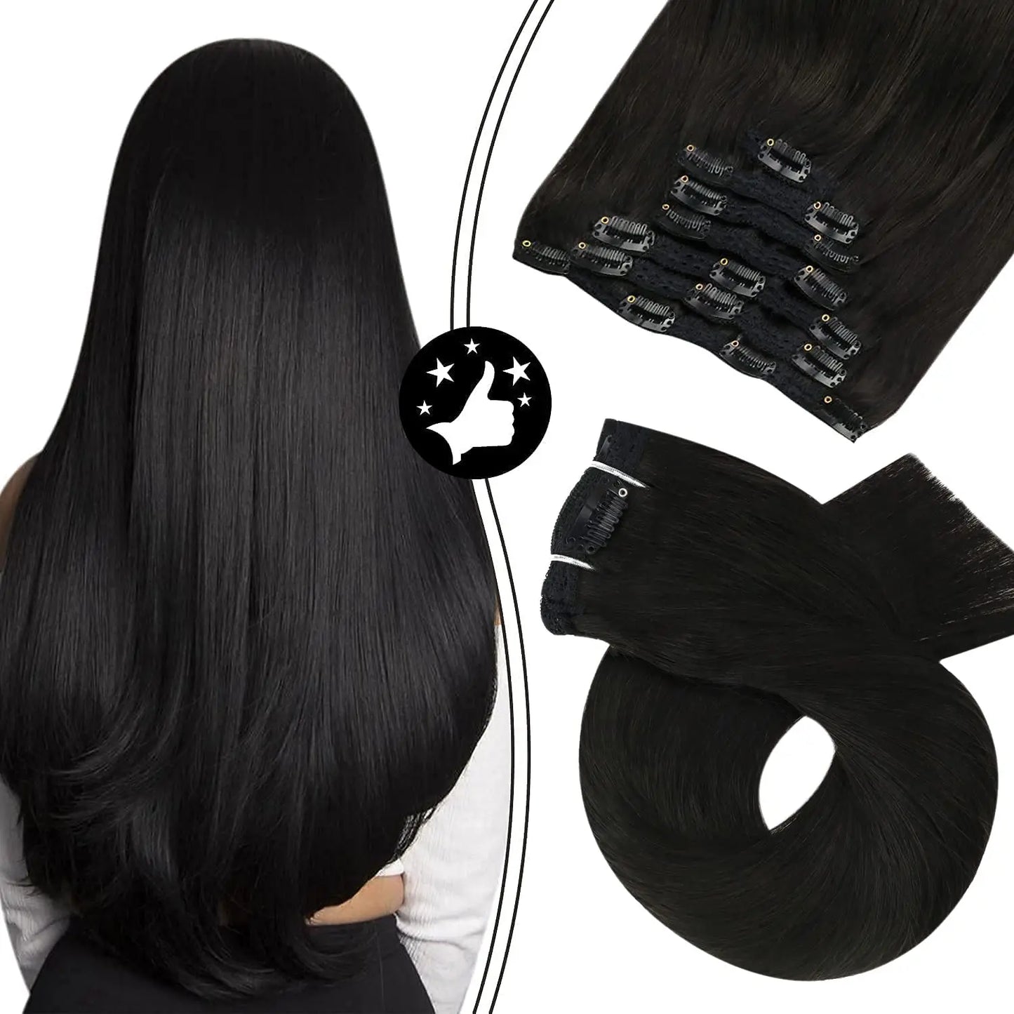 7-Piece Clip-In Human Hair Extensions – 16–24” Straight Remy Hair (105g)