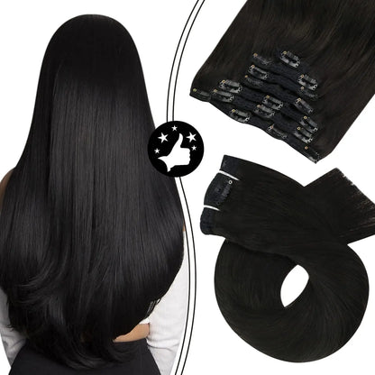 7-Piece Clip-In Human Hair Extensions – 16–24” Straight Remy Hair (105g)