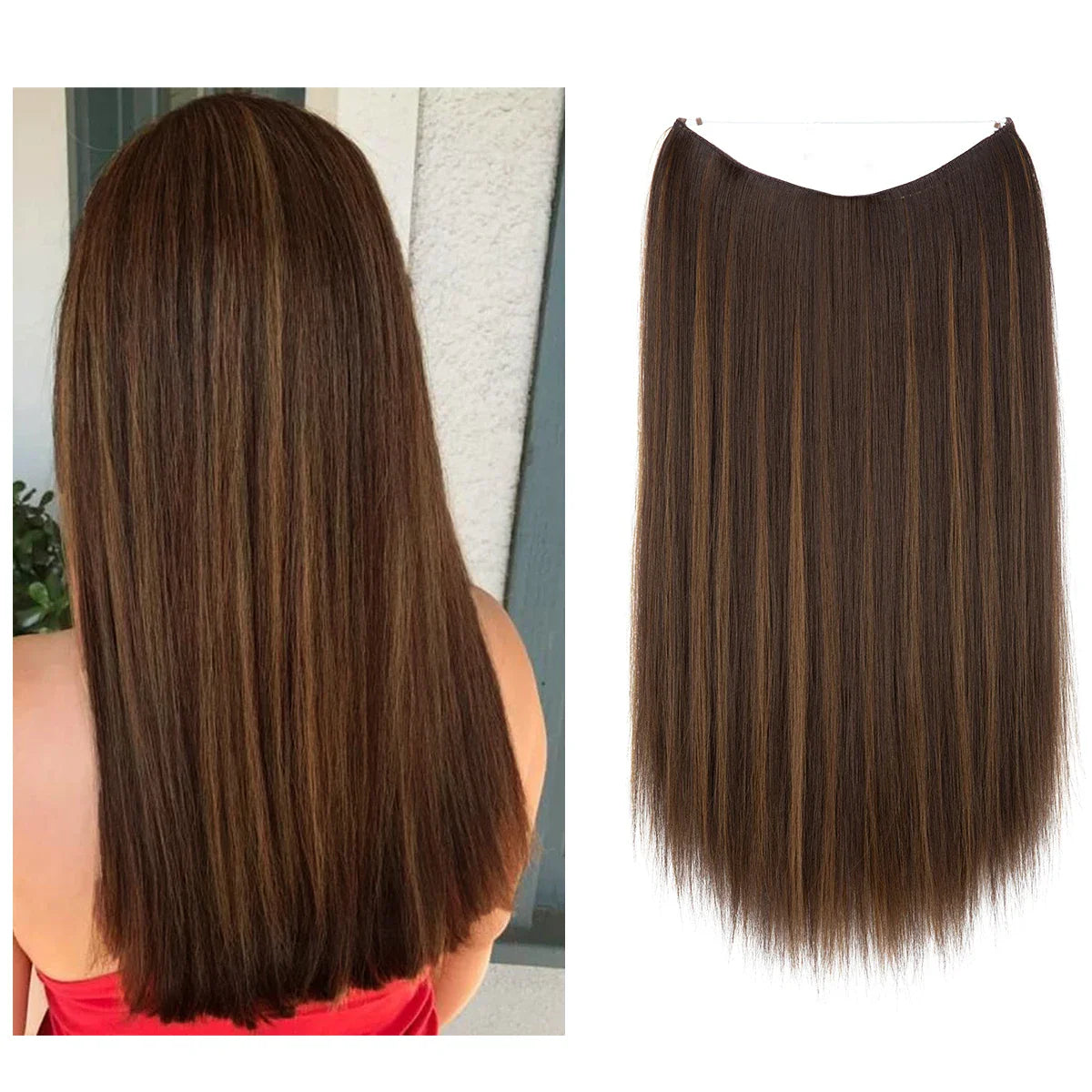 Silkara™ Secret Halo Hair Extensions 18, 22 Inches (Straight-No Clip)