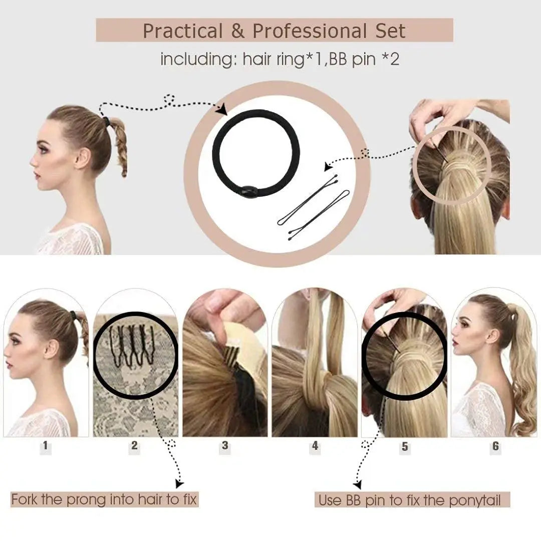 Human Hair Ponytail Extension – Straight Remy Wrap-Around Clip-In Ponytail 80g