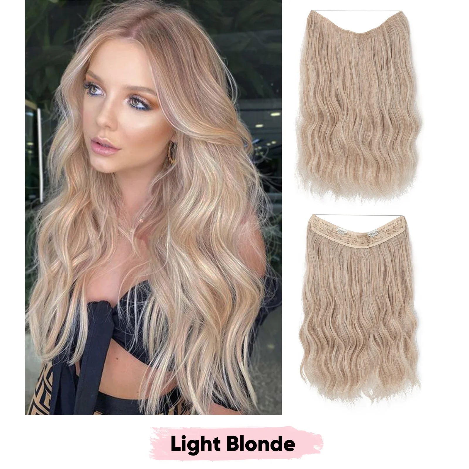 Silkara™ Secret Halo Extensions 16, 20, 24 inches (Wavy-2 Clips)