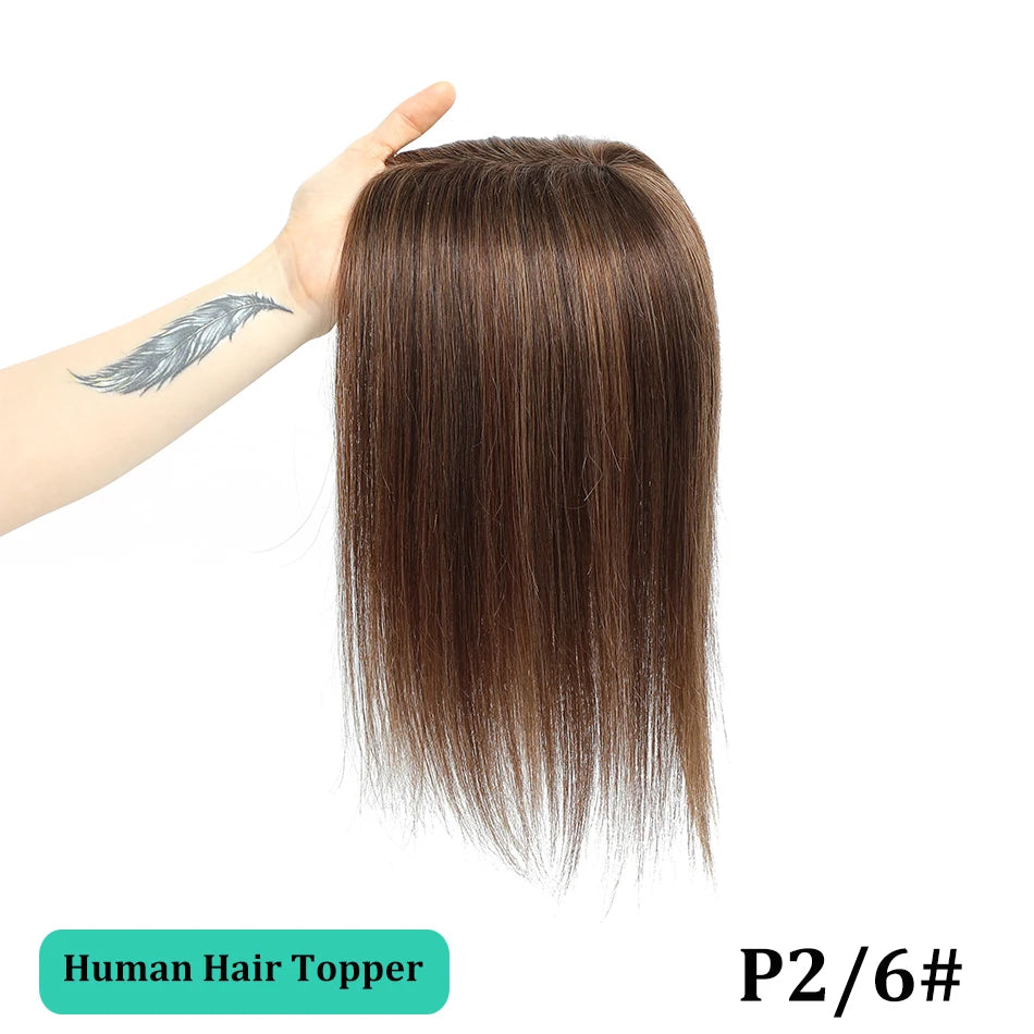 Remy Human Hair Topper for Thinning Hair – Clip-In Crown Volume 25–45 cm