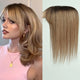 Ombre Blonde Human Hair Topper with Bangs | Remy Silk Base Clip-In Hair Topper for Volume & Hair Loss Coverage