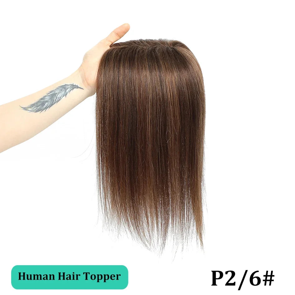 Remy Human Hair Topper for Thinning Hair – Clip-In Crown Volume 25–45 cm