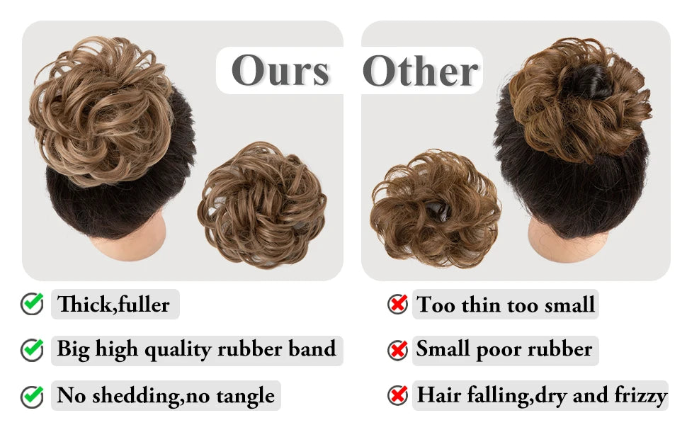 Messy Bun Hair Piece – Curly Chignon Scrunchie Hair Extension for Women