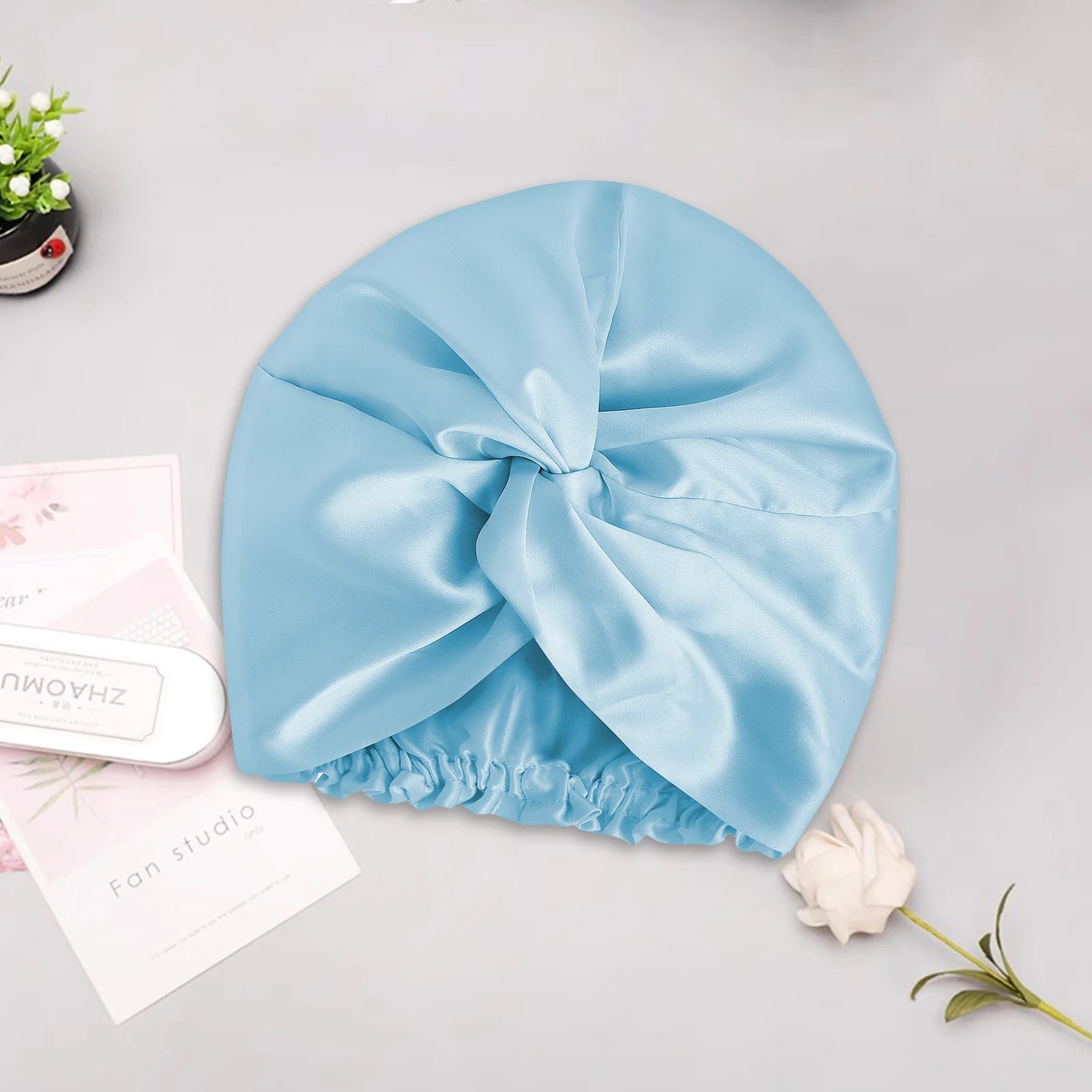 100% Mulberry Silk Bonnet – 22 Momme Double-Sided Silk Sleeping Cap for Hair Extensions & Curly Hair