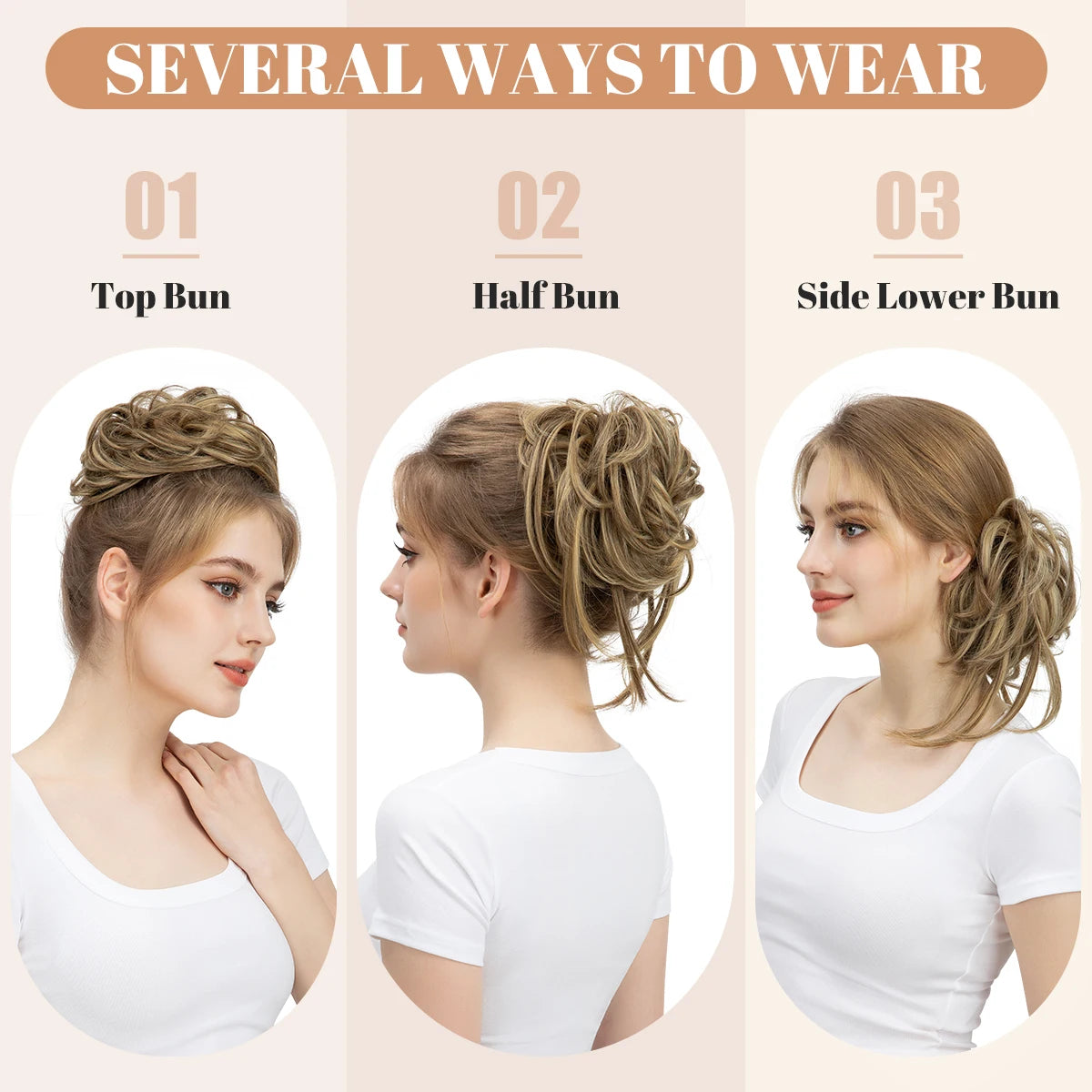 8.5-Inch Synthetic Messy Bun – Detachable Claw Clip & Elastic