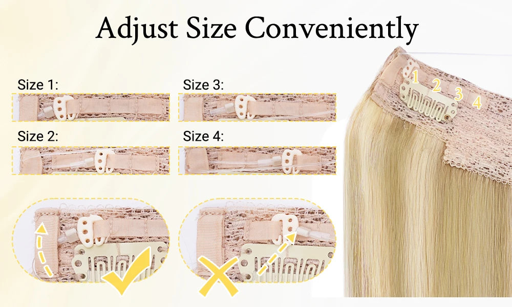 Human Hair Wire Extensions – Invisible Halo Clip-In Straight Remy Hair
