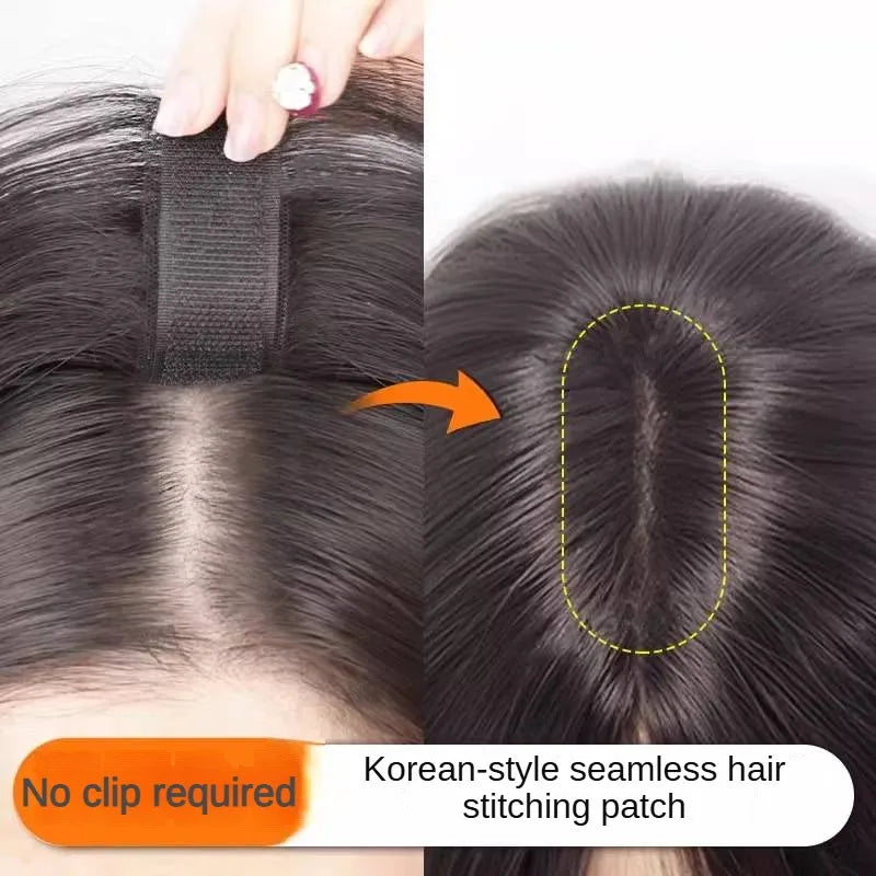 Clip-Free Human Hair Topper with Fringe – Invisible Lace Hair Piece