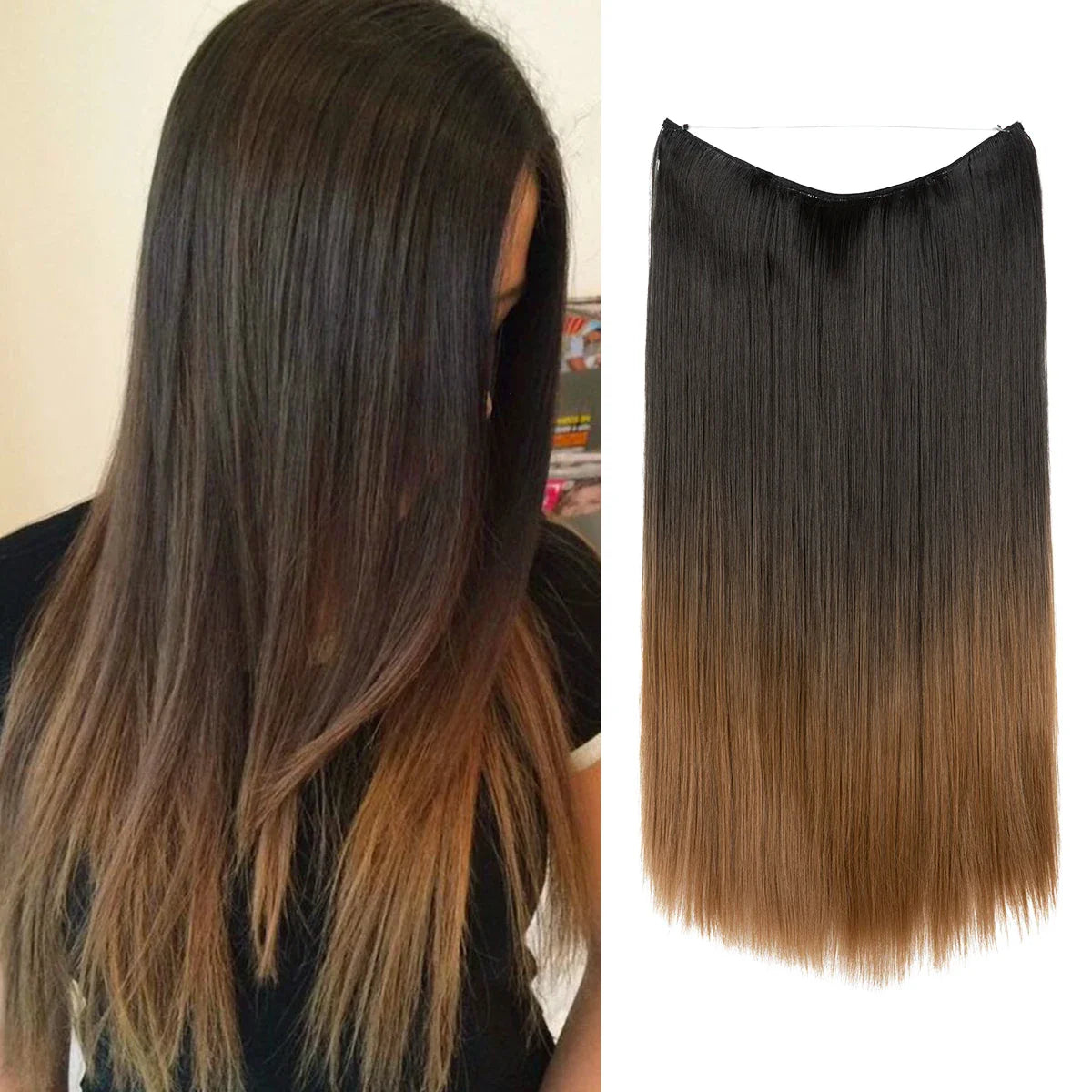Silkara™ Secret Halo Hair Extensions 18, 22 Inches (Straight-No Clip)