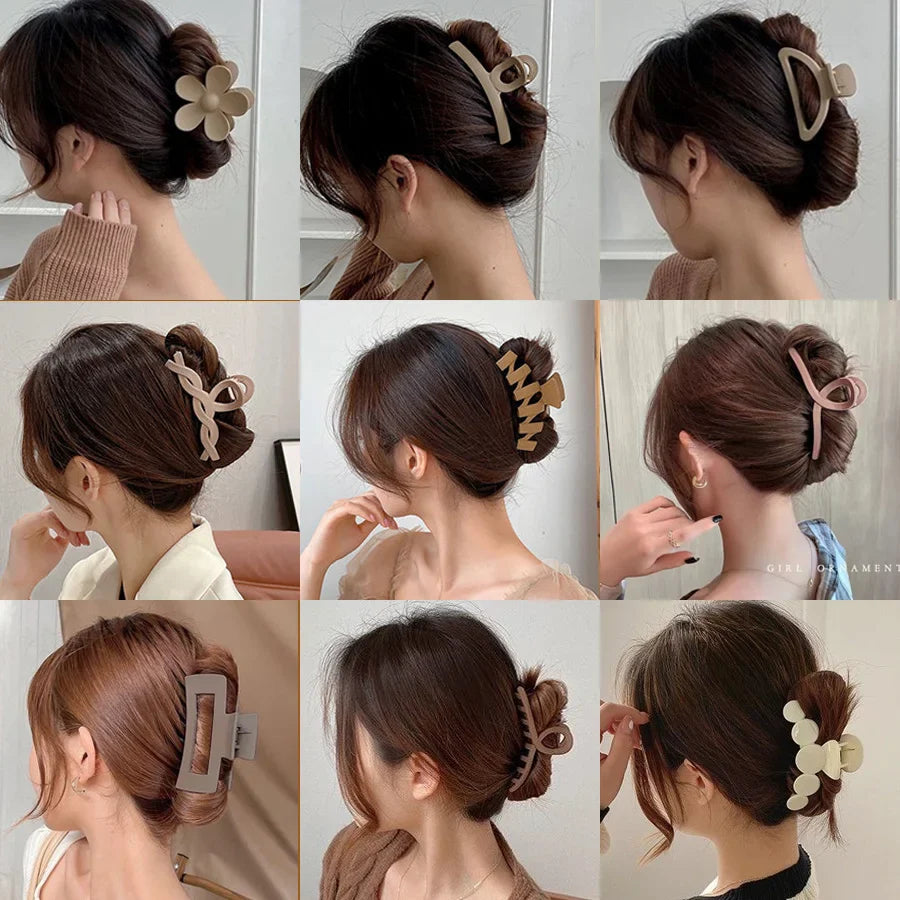 Korean Coffee Beige Acrylic Hair Claw Clip – Large Geometric Hairpin for Women | Silkara™ Accessories