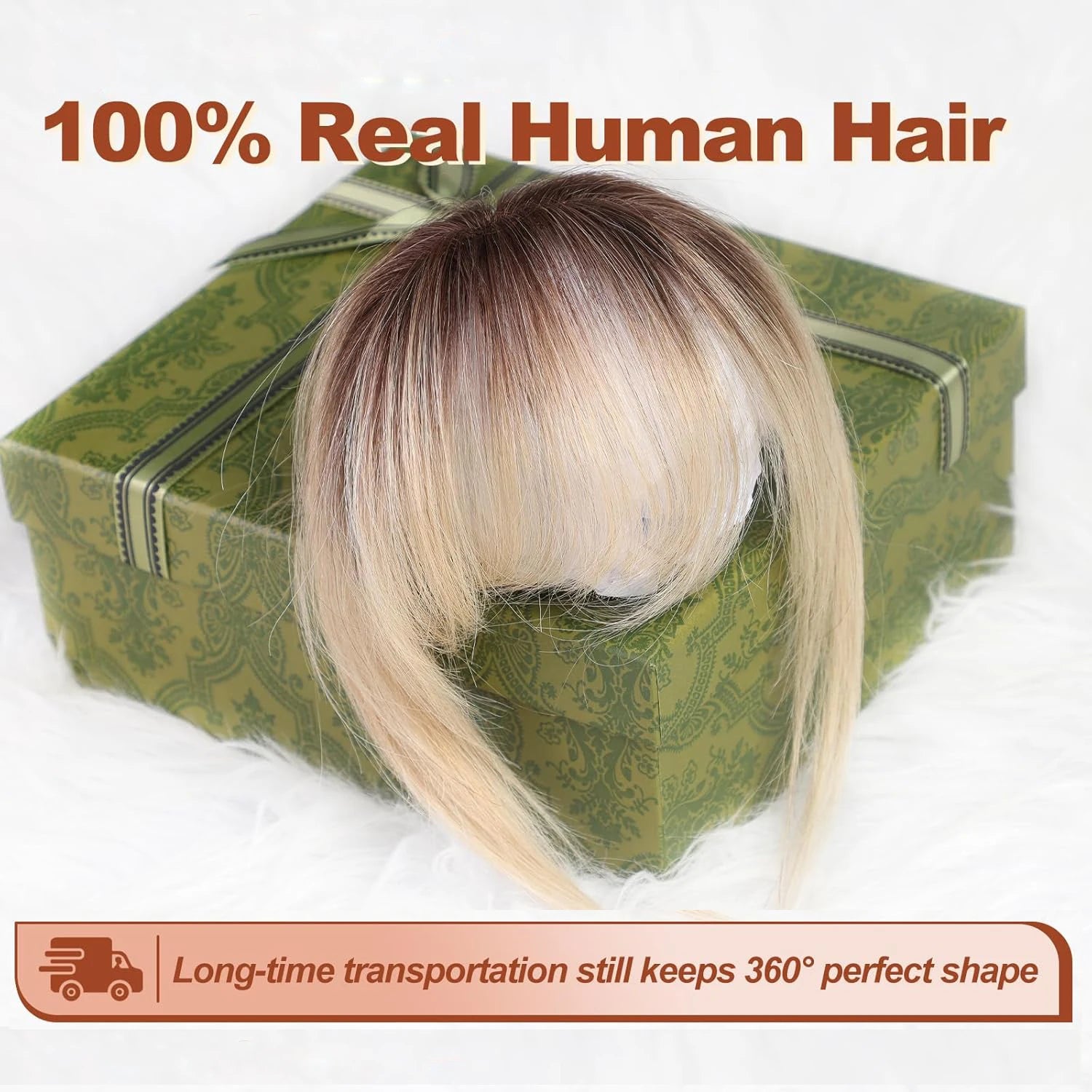 Clip-In Human Hair Bangs – Wispy Full Fringe with 3 Clips