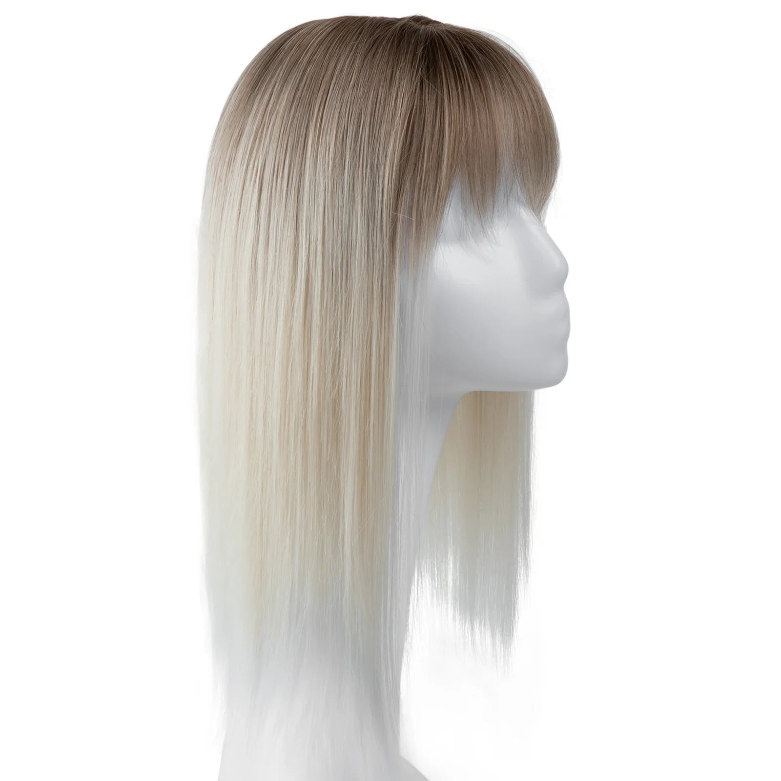 Natural-Look Hair Topper with Bangs – Medium-Length Clip-In Wig for Women (Straight, 120% Density)