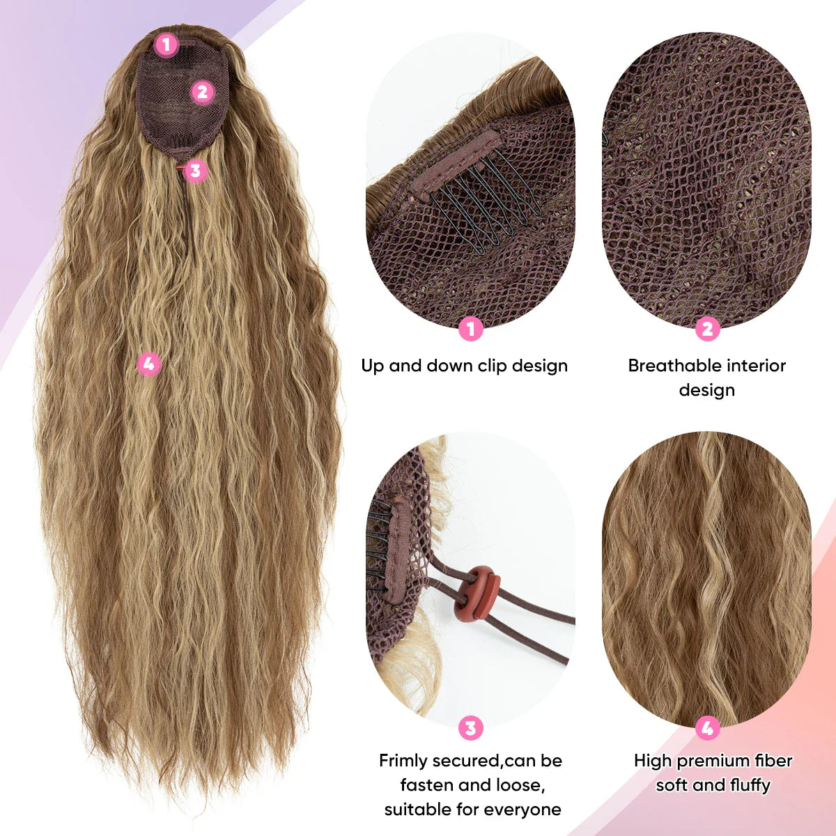 26-Inch Curly Clip-In Ponytail Extension – Voluminous Hairpiece for Instant Glam Look | Silkara™