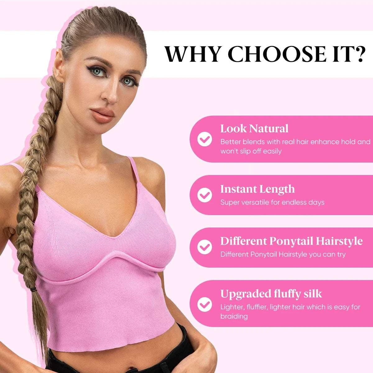 Silkara™  Diy Long Braid Ponytail Extension