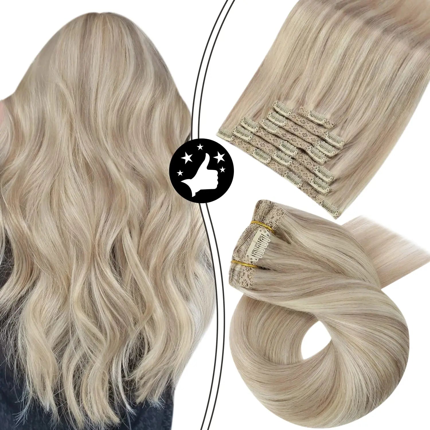 7-Piece Clip-In Human Hair Extensions – 16–24” Straight Remy Hair (105g)